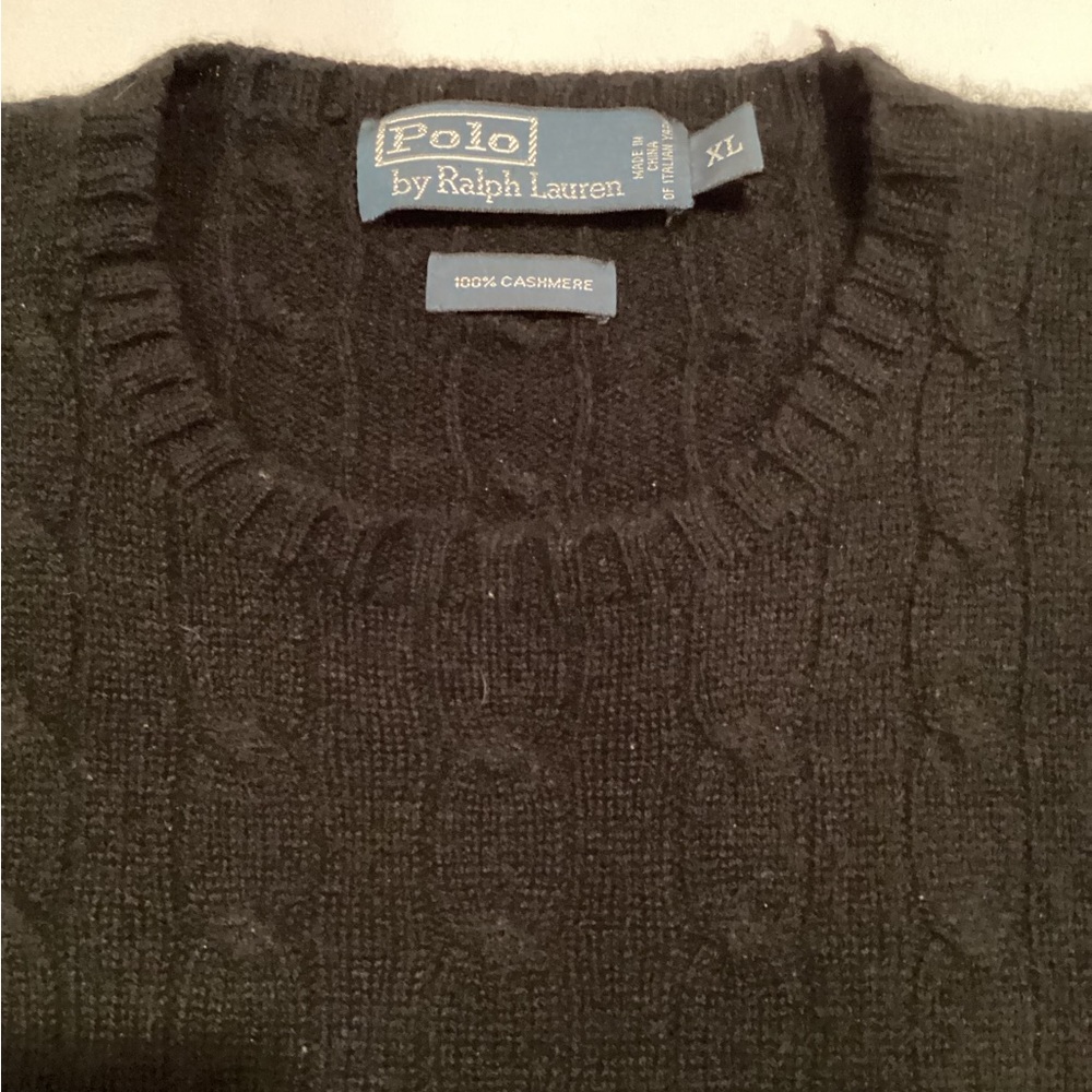 Polo Ralph Lauren Black 100% Cashmere Cable Knit Sweater